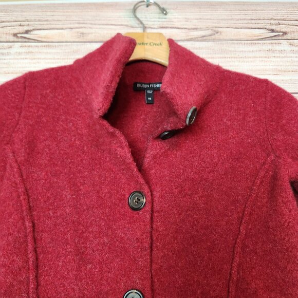 Eileen Fisher Women's Wool Coat Jacket Size XS Pockets Big Buttons Boxy READ - Picture 2 of 14